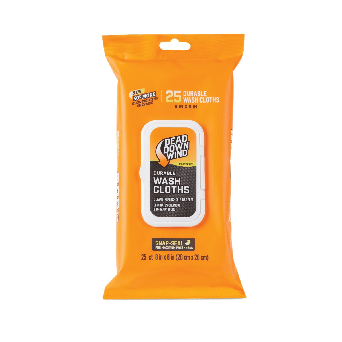 Dead Down Wind 8" x 8" Unscented Field Wash Cloths Value Pack, Pack of 25