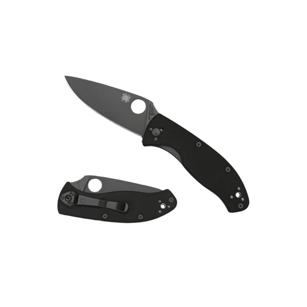 Spyderco Tenacious Drop Point Folding Knife, 3.39", Black - C122GBBKPS