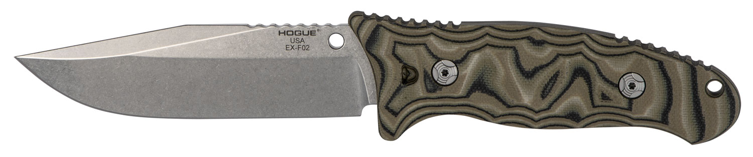 Hogue EX-F02 Clip Point Fixed Blade Knife, 4.5", Green - 35278
