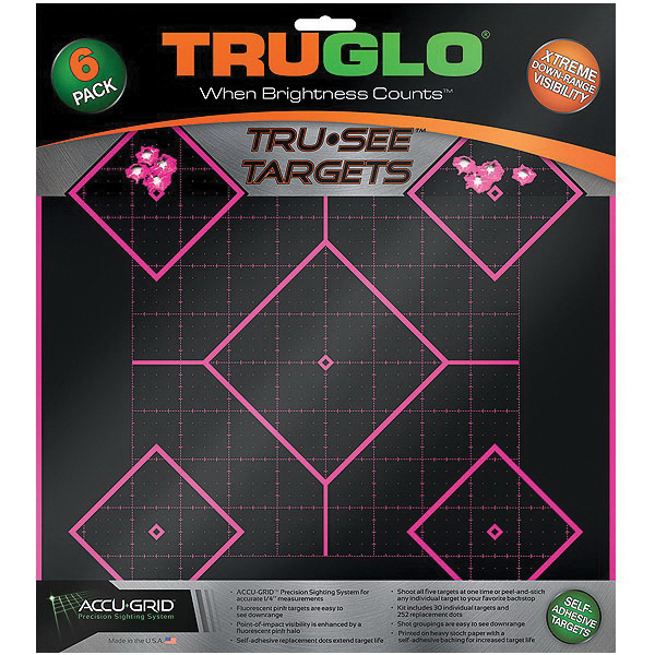 TruGlo Tru See 12" x 12" Splatter 5-Diamond Target Pink, 6/pack - TG14P6