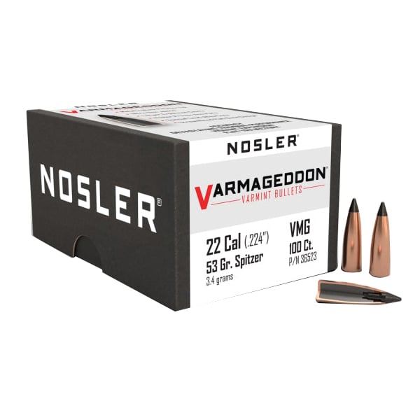 Nosler Varmageddon .22 Cal JPT FB Rifle Bullet, 53 gr 0.224" 100rds