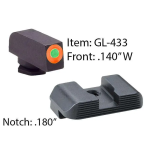 AmeriGlo GL433 Hackathorn Fits Glock 17/19 Tritium Green w/Orange Outline Front Steel Black Rear