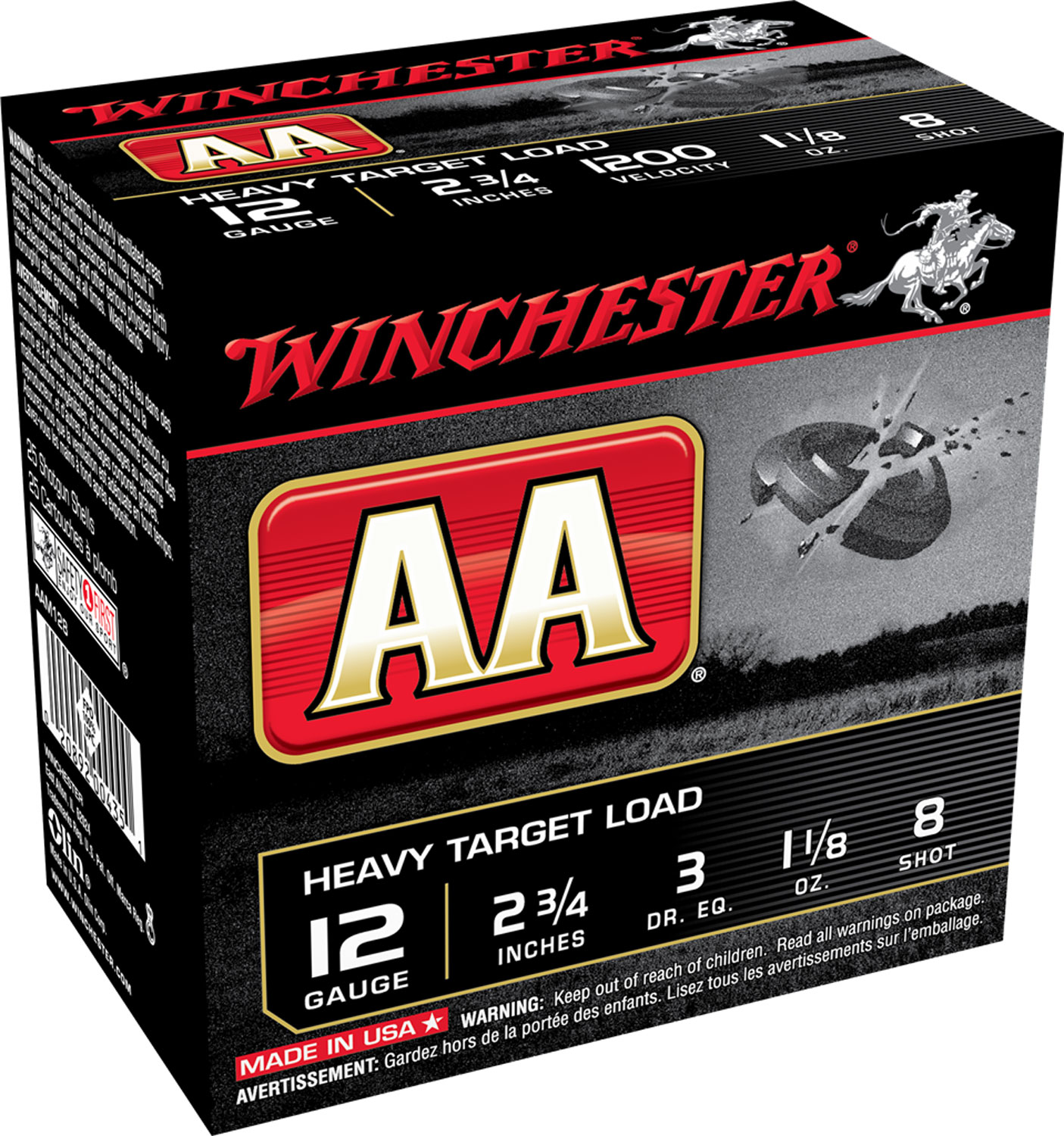Winchester Ammunition AA Heavy 2.75" 12 Gauge Ammo 8, 25/box - AAM128