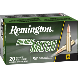 Remington Ammunition 27682 Premier Match 223 Rem 52 GRBoat Tail Hollow Point 20 Per Box/ 10 Cs - 20rd Box
