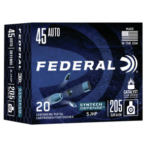 Federal S45SJT1 Syntech Defense 45 ACP 205 gr Segmented Jacketed Hollow Point (SJHP) 20 Bx/ 10 Cs