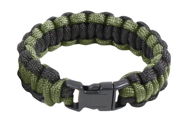 Rothco Two-Tone Paracord Bracelet - Olive Drab - Black, 7 In