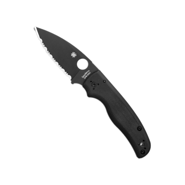Spyderco Shaman Folding Knife Drop Point Black Plain Edge - Smooth Action, Secure Locking, Perfect for EDC and Tactical Tasks - C229GSBK