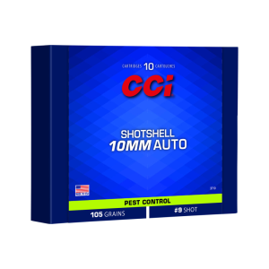 CCI Pest Control Shotshell 10mm Auto 105gr #9 Shot 10 Rounds Aluminum Case.