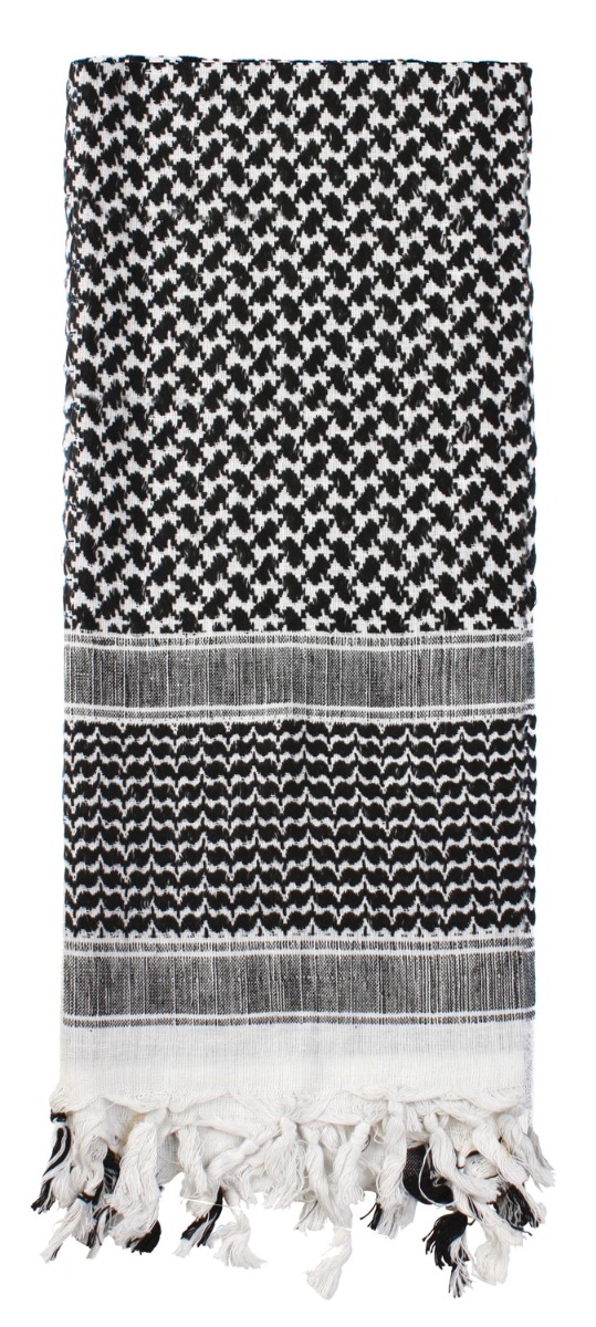Rothco Shemagh Tactical Desert Keffiyeh Scarf - Black - White