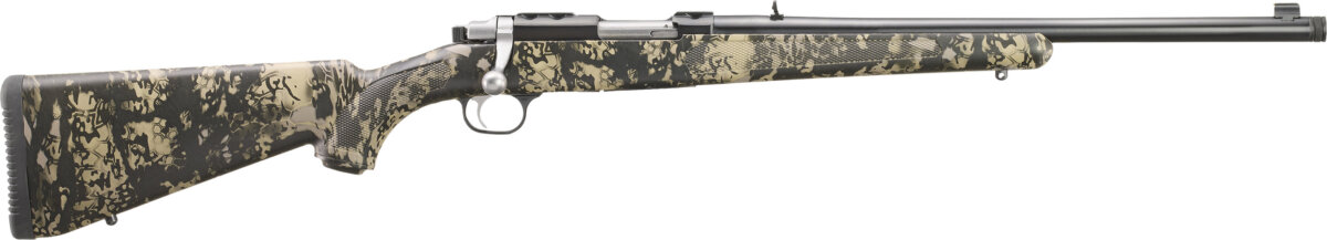 Ruger 77/357 357MAG BL/CAMO THREADED 7421 | 1/2-28 TPI | ADJ SIGHTS