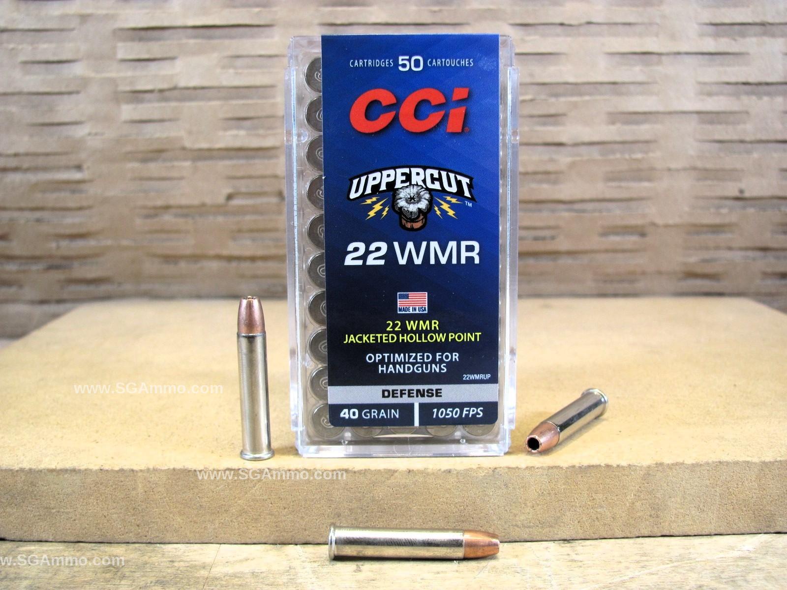 50 Round Box – 22 WMR 40 Grain JHP CCI Uppercut Defense Ammo Optimized For Handguns – 22WMRUP
