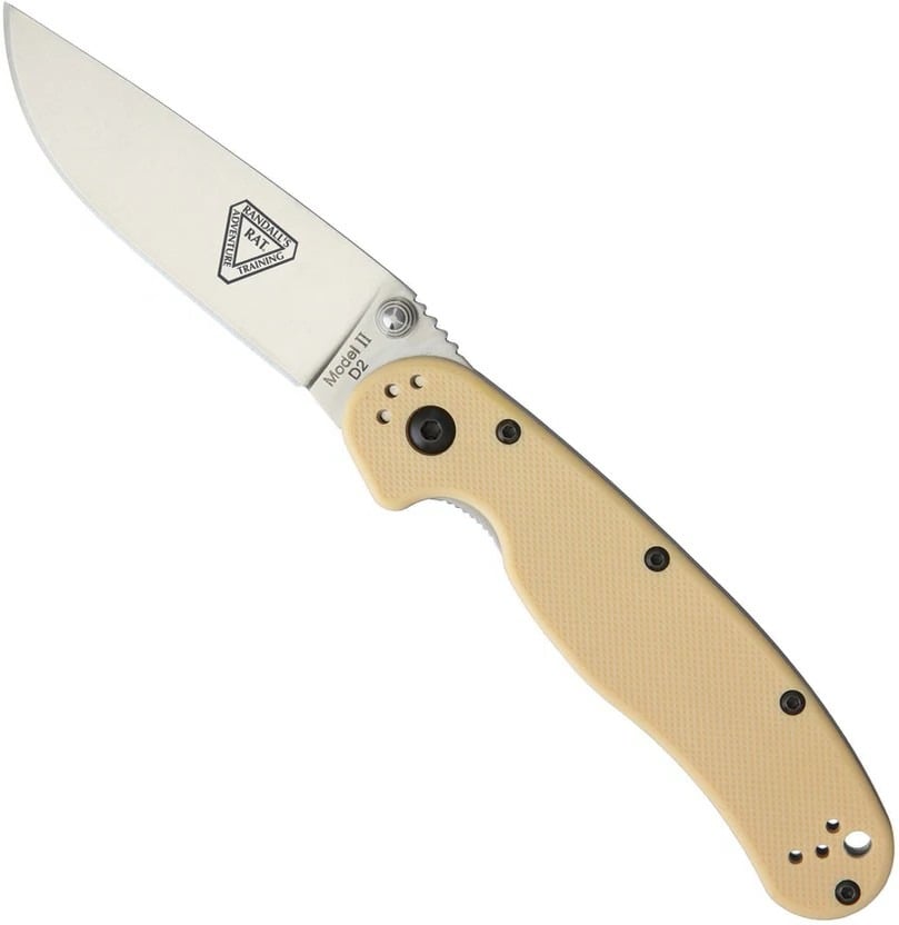 Ontario Knife Company RAT II D2 Folding Knife, Desert Tan/Satin