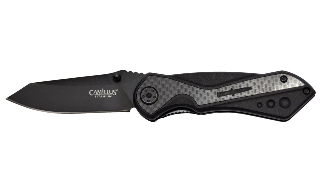 Camillus Machine Folding Drop Point Knife, Black - CAM-19812