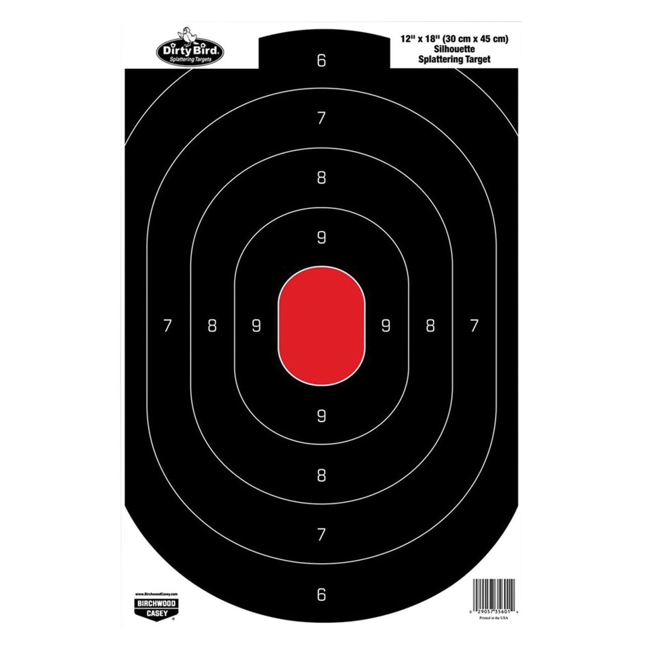 Birchwood Casey Dirty Bird Silhouette Target - Black/Red, 50-Pack for Precision Shooting - 35609