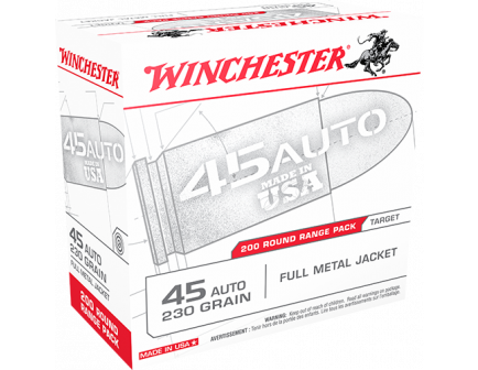 Winchester USA Handgun Ammunition .45 ACP 230 gr. FMJ 835 fps 200/ct - Flat Rate Shipping Under 30lbs! - No Credit Card Fees