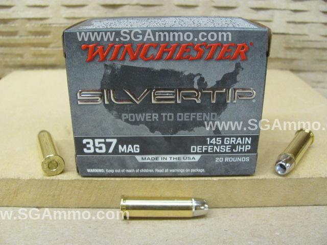 20 Round Box – 357 Magnum 145 Grain Defense JHP Winchester Silvertip Ammo – W357STX