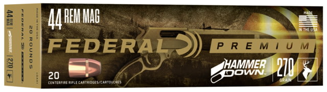 Federal Premium .44 Magnum 270 Grain Bonded Soft Point Brass Pistol Ammo 20 Rounds