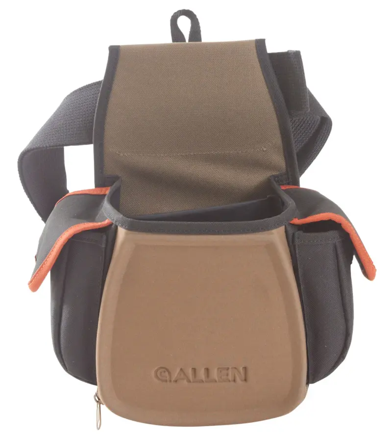 Allen 8306 Eliminator Pro Double Compartment Shooting Bag Black w/Coffee Copper Accents, Elastic Loops, Side Pockets D-Ring 7" x 4.75" x 12" Exterior Dimensions