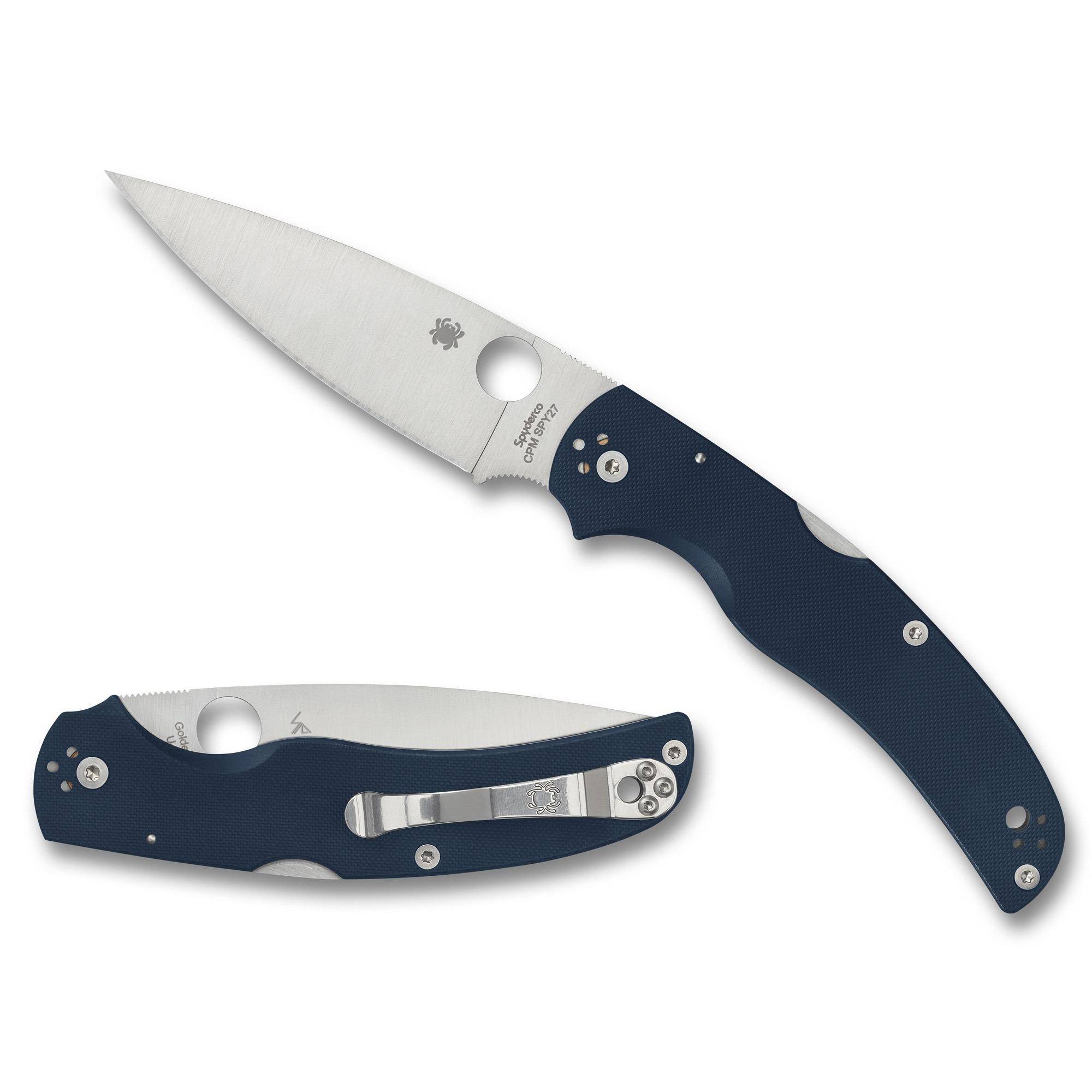 Spyderco(R) - C244GPCBL - Native Chief G-10 4.08" Folding Leaf Shape Plain Blue/Silver Knife