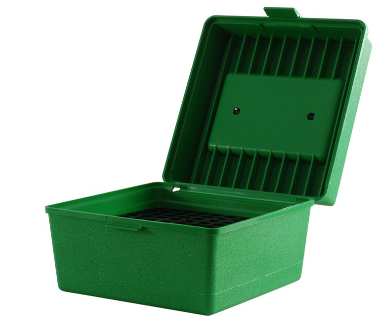 MTM Deluxe R100 Series Rifle 100rd Ammo Box, Green (22-250 Cal) - R-100-10