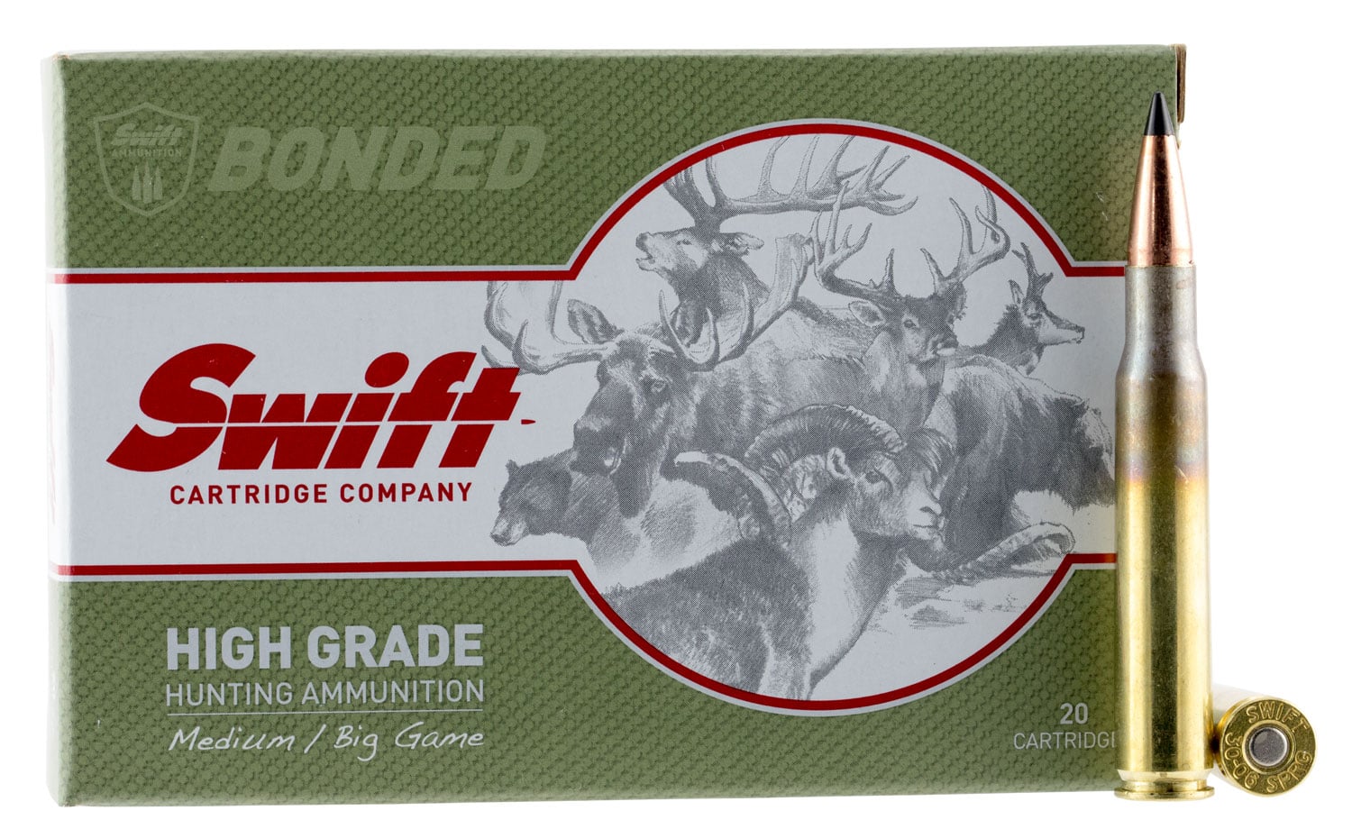 Swift Bullet Company Scirocco 180 gr Spitzer Boat Tail .30-06 Spfld Ammo, 20/box - 10040