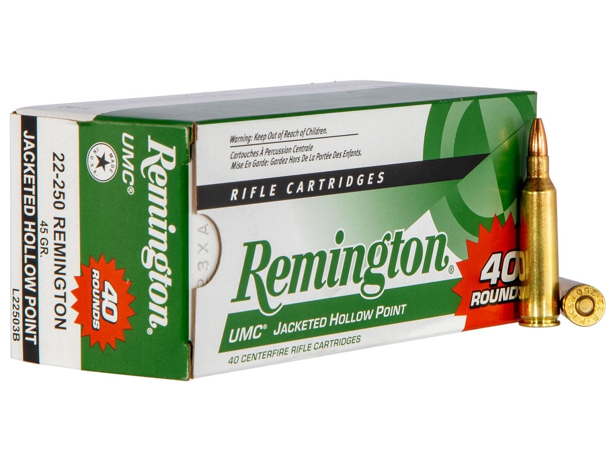 Remington UMC Centerfire Rifle Ammo 22-250 Rem. 45 gr. JHP 40 rd. - No Credit Card Fees - Low, flat rate shipping