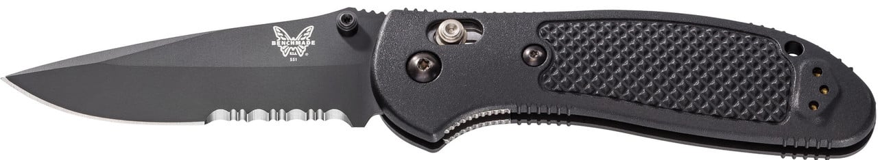 Benchmade Griptillian Folding Drop Point Knife Serrated, Black - 551SBK-S30V