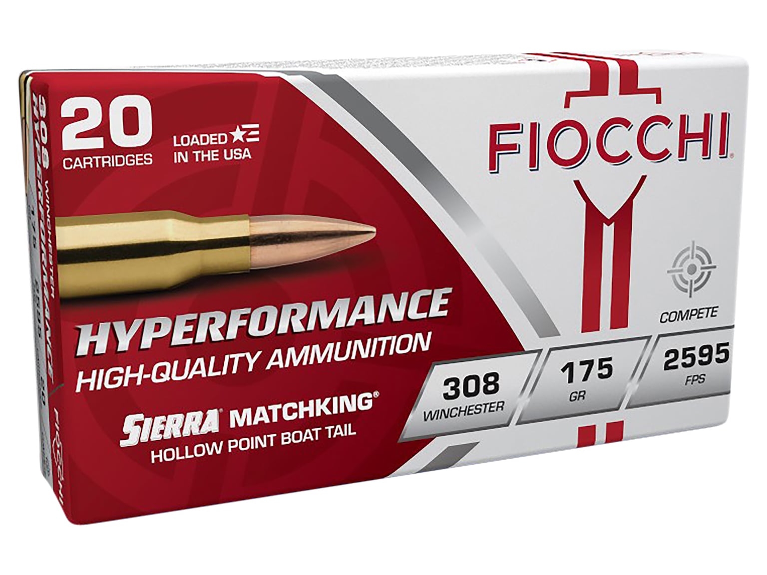 Fiocchi Hyperformance .308 175gr BTHP MatchKing Ammo, 20rds - 308MKD