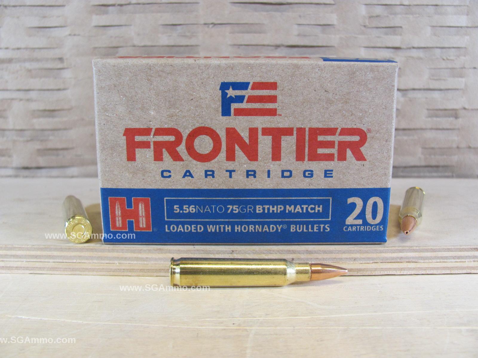 1000 Rounds – 5.56 NATO 75 Grain BTHP Match Hornady Frontier Ammo – FR320