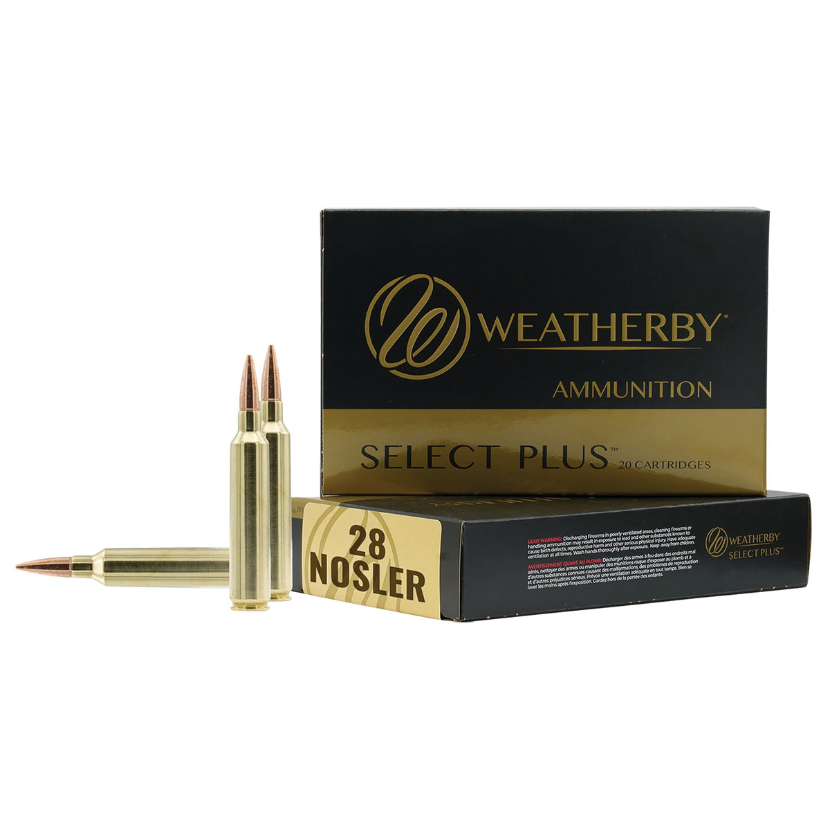 Weatherby Select Plus .28 Nosler 180 gr VLDJHP 20rds Rifle Ammo for Enhanced Ballistics - R28NS180VLD
