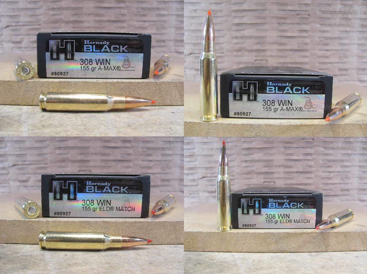 20 Round Box – 308 Win 155 Grain A-Max or ELD Match Hornady Black Ammo – 80927