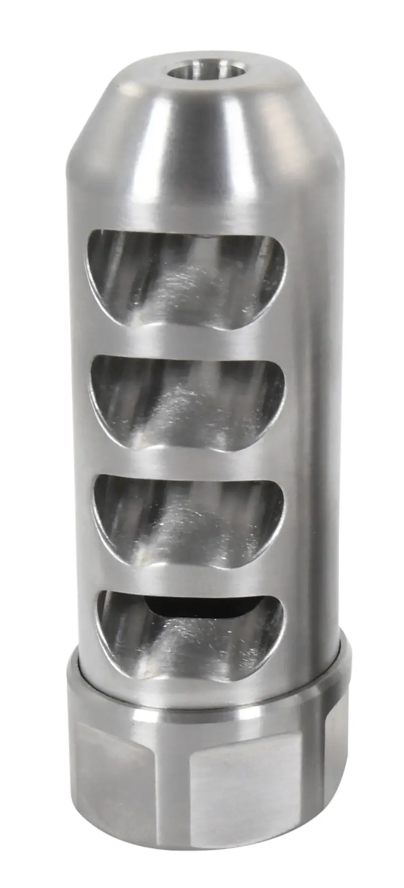 American Precision Arms G2F5838S Gen 2 Fat Bastard Self Timing Brake Stainless Steel with 5/8"-24 tpi Threads, 3.30" OAL 1.115" Diameter for 338 Cal Rifle