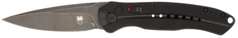 CobraTec Knives BLKDIABLOAUTO Diablo 3.50" Folding Black Stonewashed D2 Steel Blade, 4.75" Black Textured G10 Scales Handle