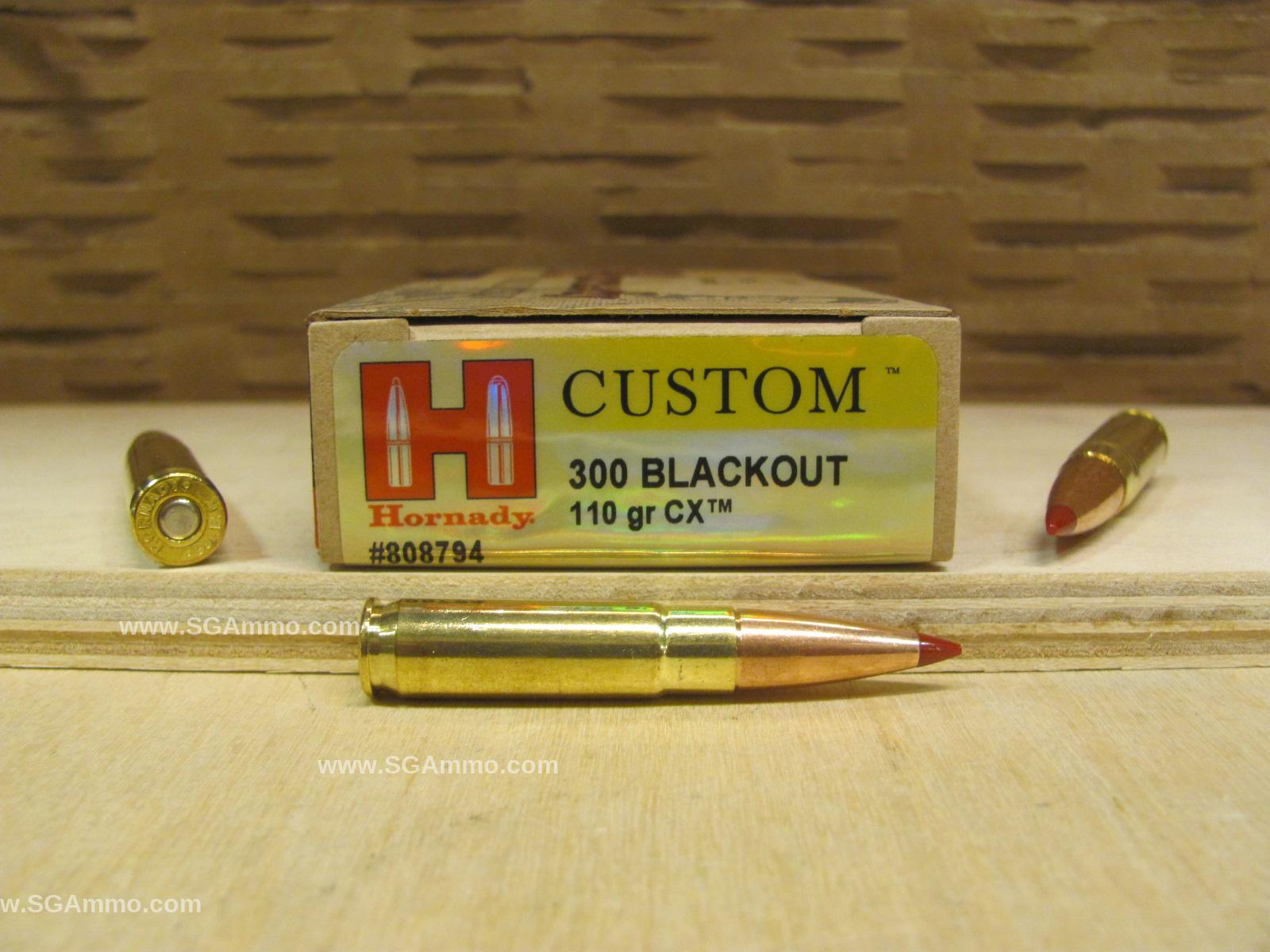 200 Round Case – 300 Blackout 110 Grain CX Copper Hornady Custom Ammo – 808794