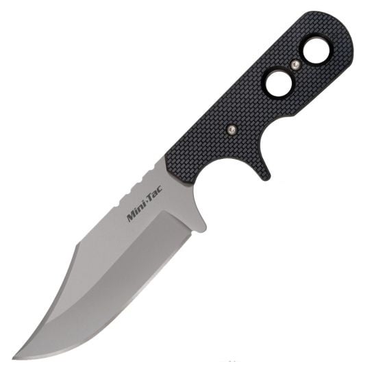 Cold Steel Mini Tac Bowie Fixed Knife Clip Point Black - Secure Grip, Ideal for Tactical and Outdoor Use - CS-49HCFZ