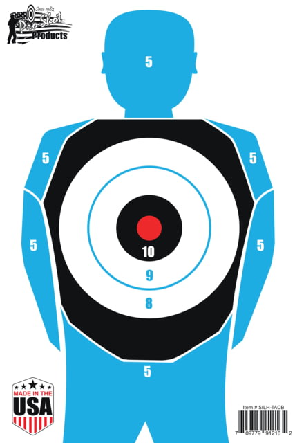 Pro-Shot Silhouette Tactical Bullseye Training Target 4 Pack