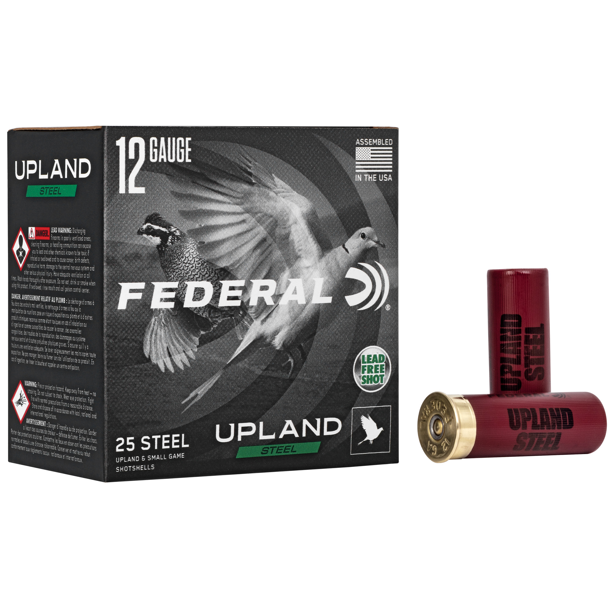 Federal Upland Steel 12 Gauge Ammunition, 25 Rounds Steel Shot #6 - USH1226