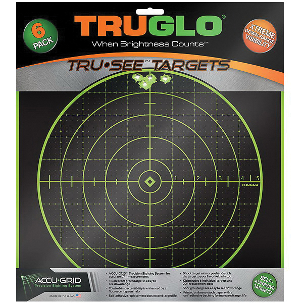 TruGlo Tru See 12" x 12" Splatter Self-Adhesive 100 yd Target, Fluorescent Green/Black, 6/pack - TG10A6