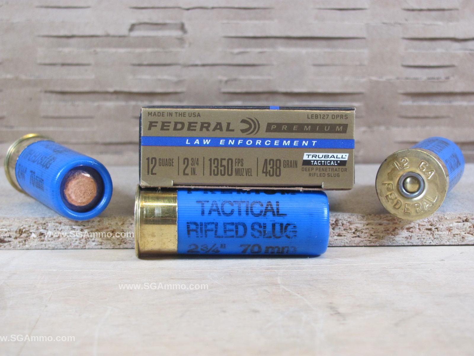50 Round Brick – 12 Gauge 2.75 Inch 1 oz Federal Truball Deep Penetrator Rifled Slug Ammo – LEB127DPRS