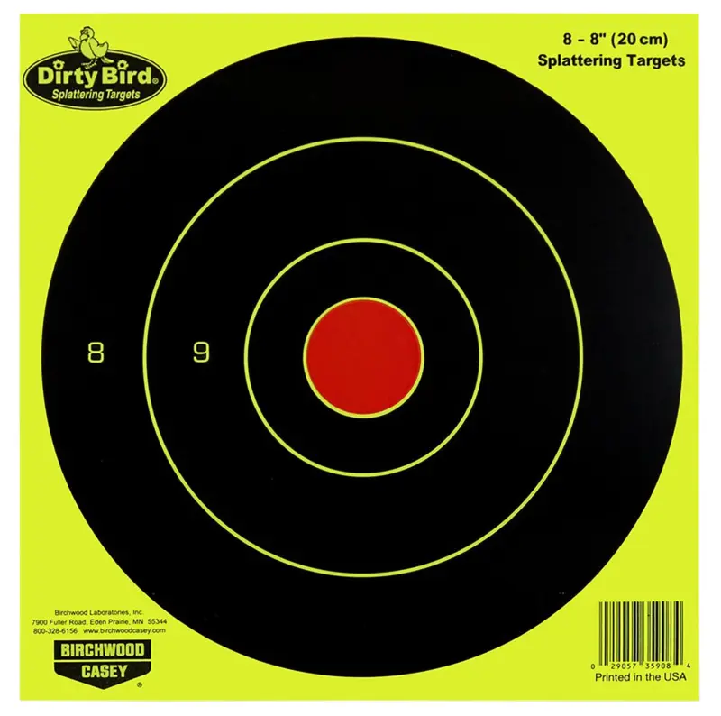 Birchwood Casey 35950 Dirty Bird Bullseye Paper Hanging Pistol/Rifle Black/Yellow 50 Per Pkg