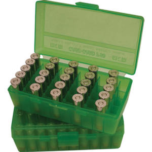 MTM Ammo Box 50 Round Flip-Top 41 44 45 LC Clr-Grn