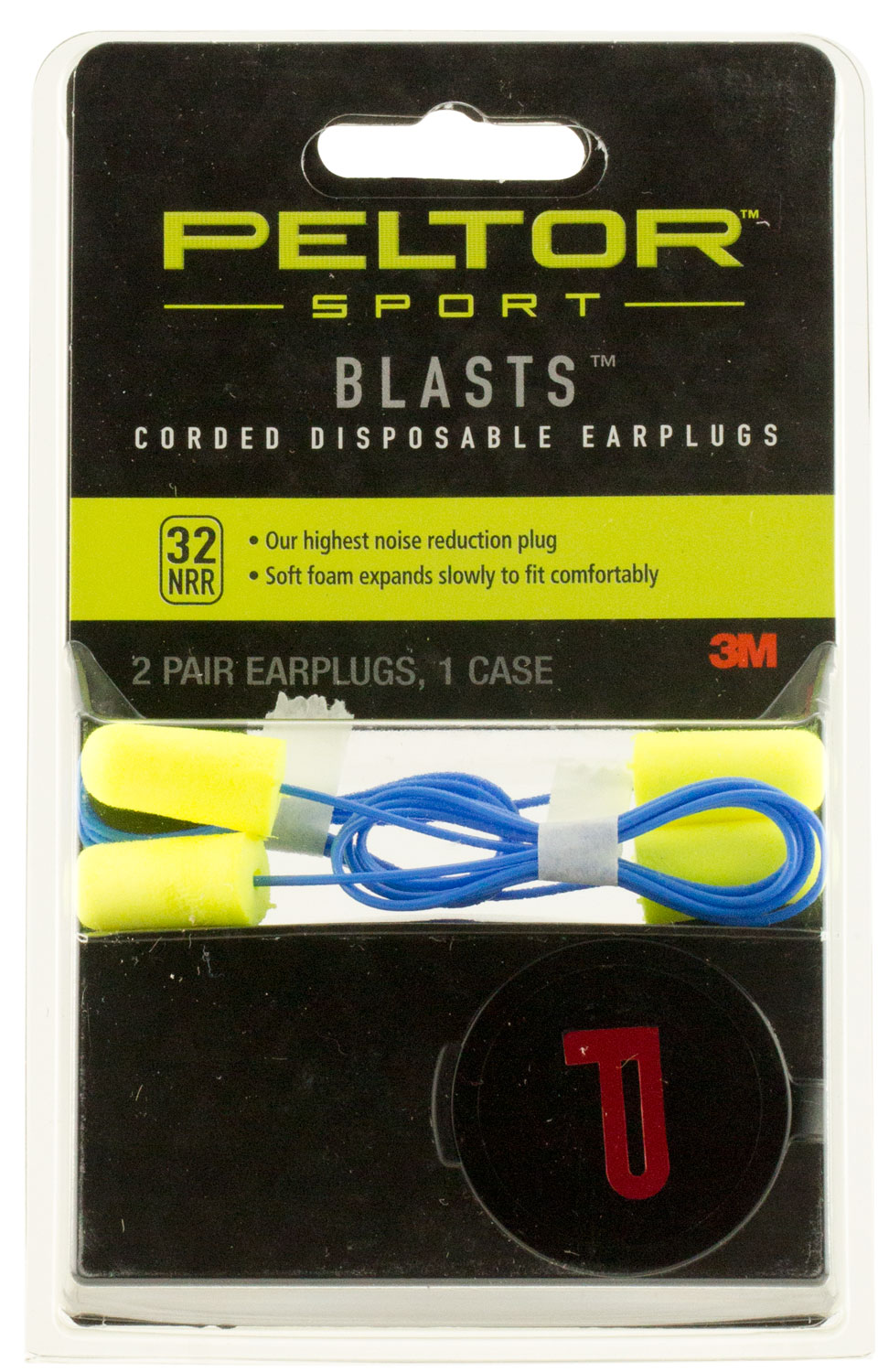 3M Peltor Sport Blasts 32 dB Disposable Corded Ear Plug, Yellow, 2 Pair/pack - 97081