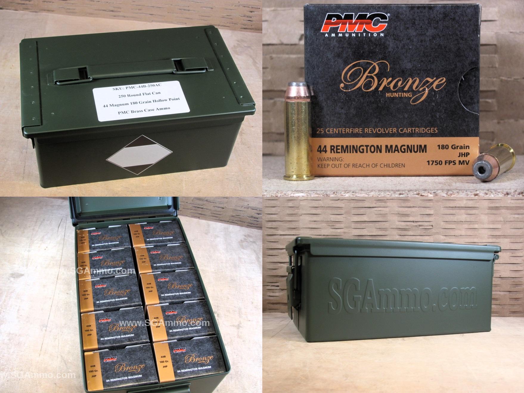 250 Round Flat Can – 44 Magnum PMC 180 Grain JHP Ammo – 44B – Packed in Metal Canister