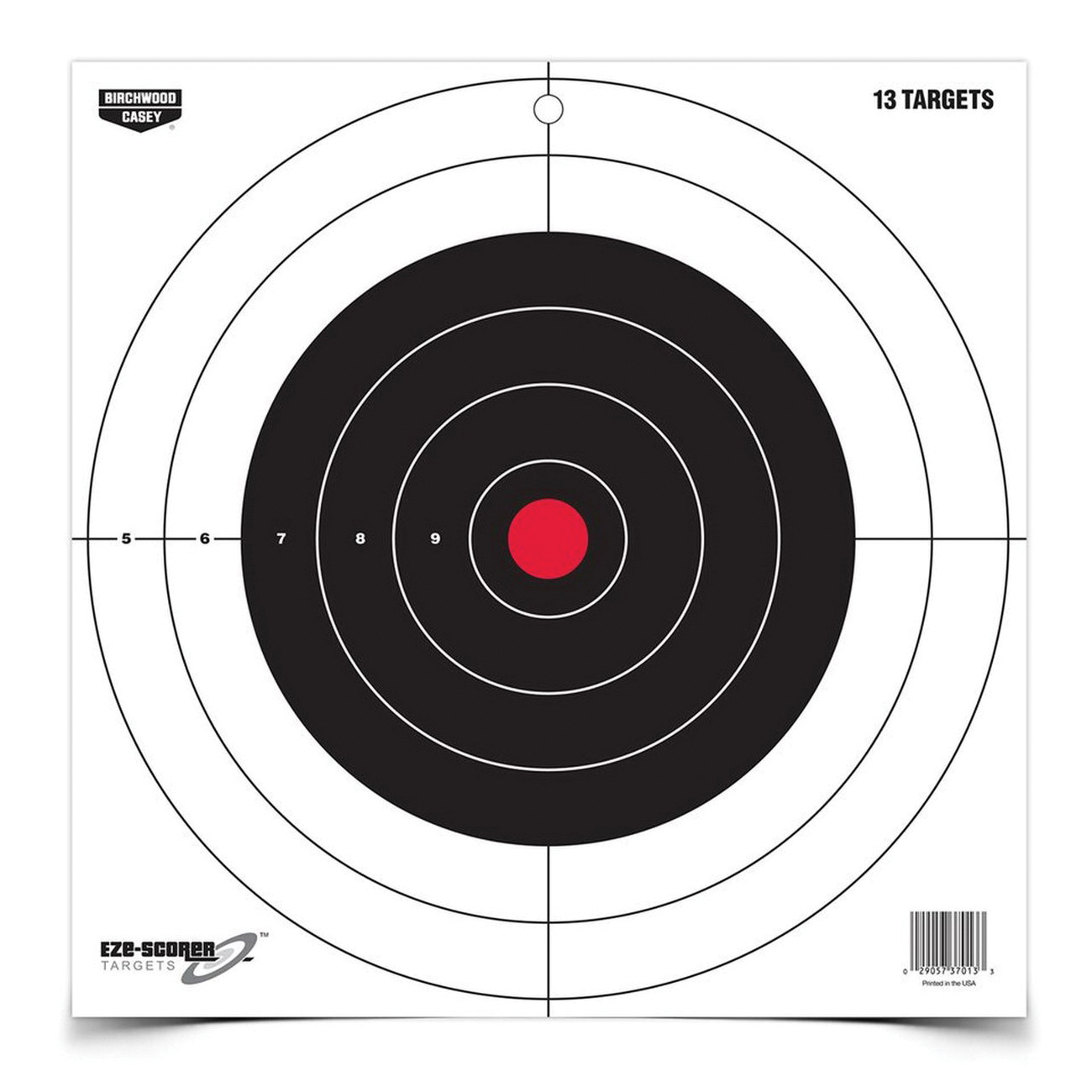 Birchwood Casey EZE-Scorer 12" x 12" Bullseye Target, Black/Red/White, 13/pack - 37013