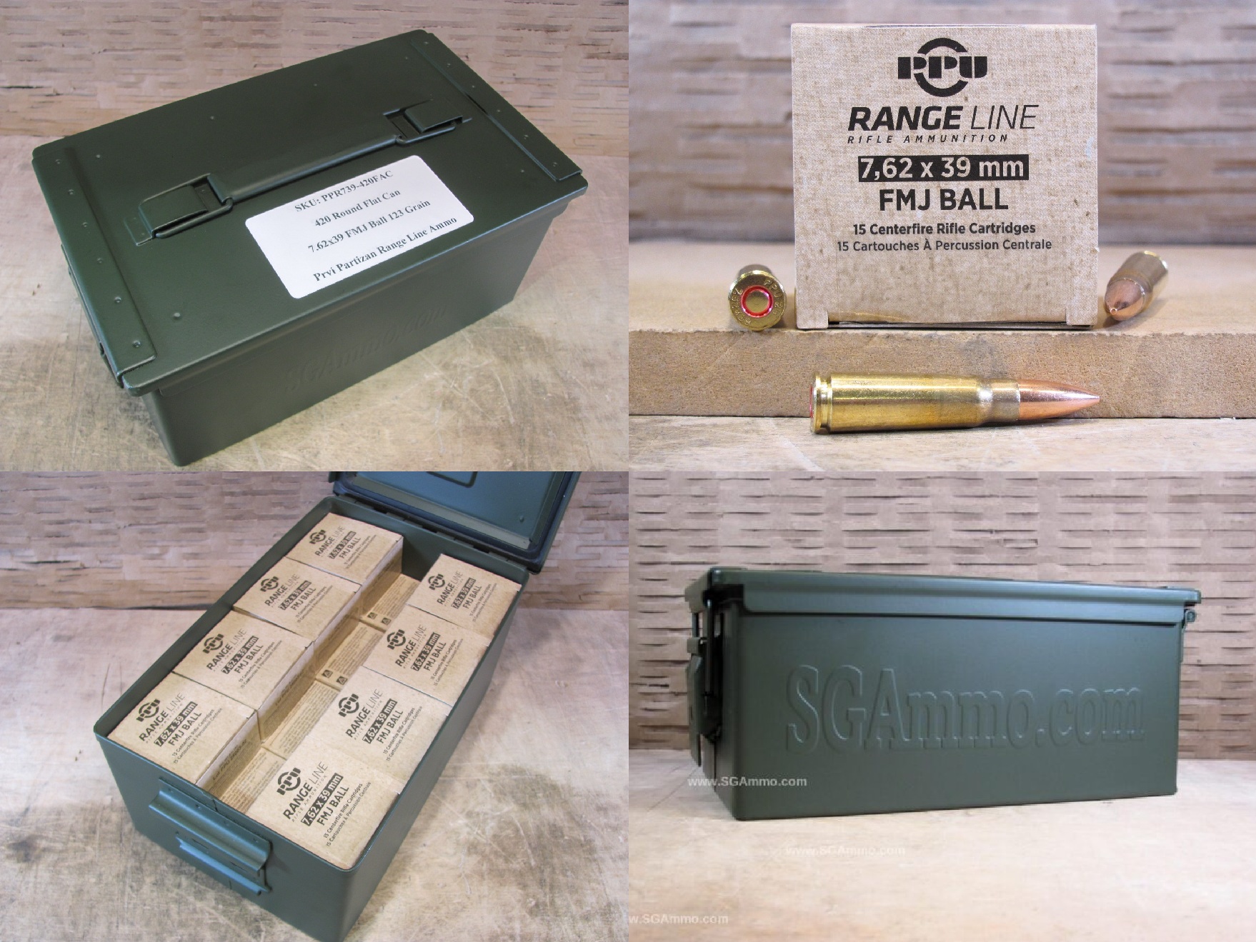 420 Round Flat Can – 7.62×39 123 Grain FMJ Ball Prvi Partizan Range Line Ammo – PPR739 – Packed in Metal Canister
