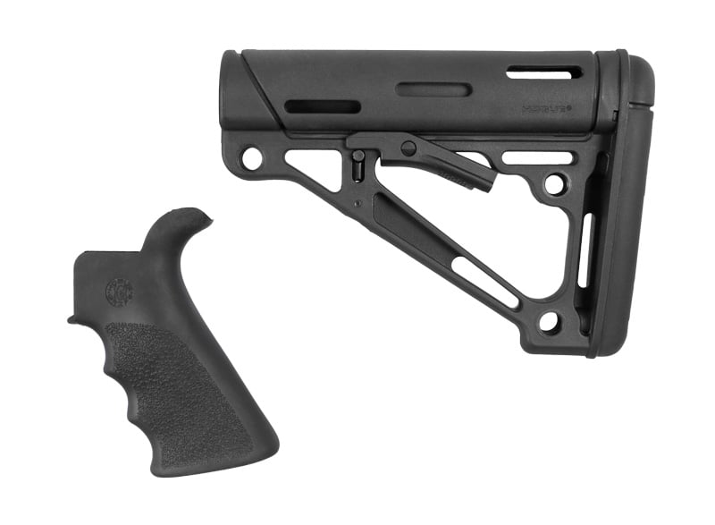 Hogue AR-15/M-16 Kit - Finger Groove Beavertail Grip and OM Collapsible Buttstock - Mil-Spec - BLK