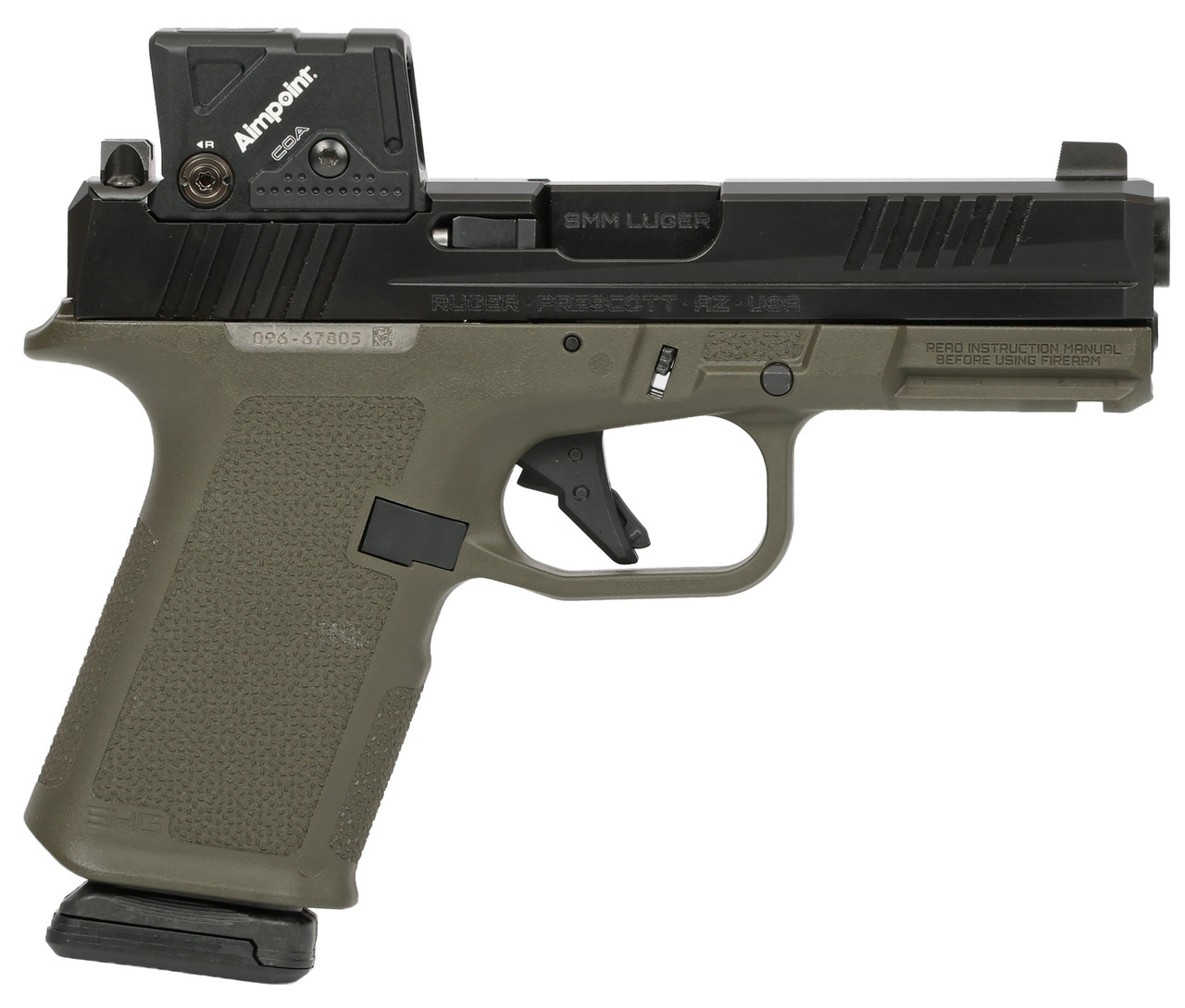 Ruger RXM 4" 9mm 15rd Pistol, Black/ODG w/Aimpoint COA - 19463