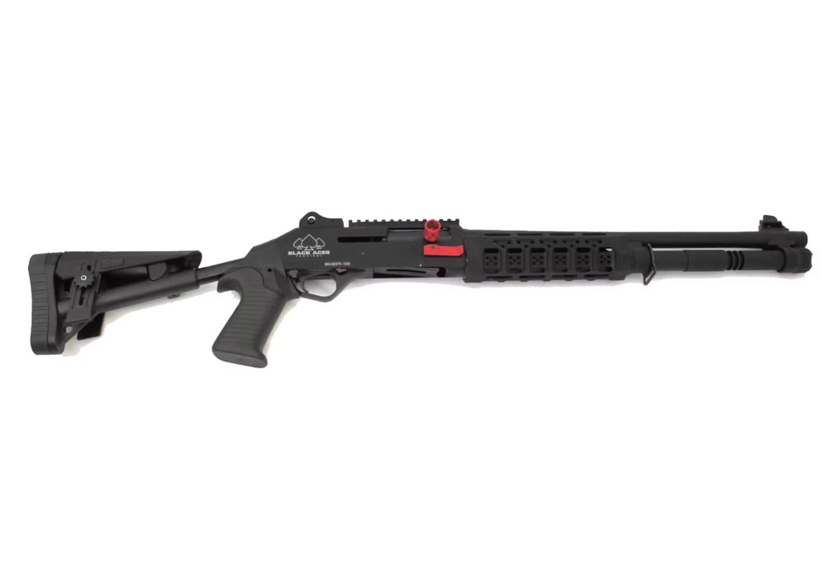 Black Aces Tactical S4 Tac Combo 18.5" 12ga Semi-Auto Shotgun, Black - BATTAC4COMBO