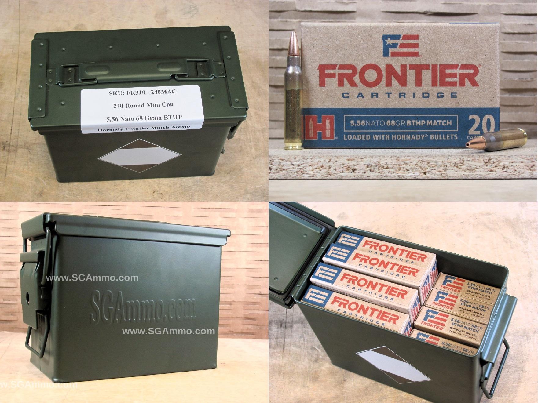 240 Round Can – 5.56 NATO 68 Grain BTHP Match Hornady Frontier Ammo – FR310 – Packed in Mini Canister