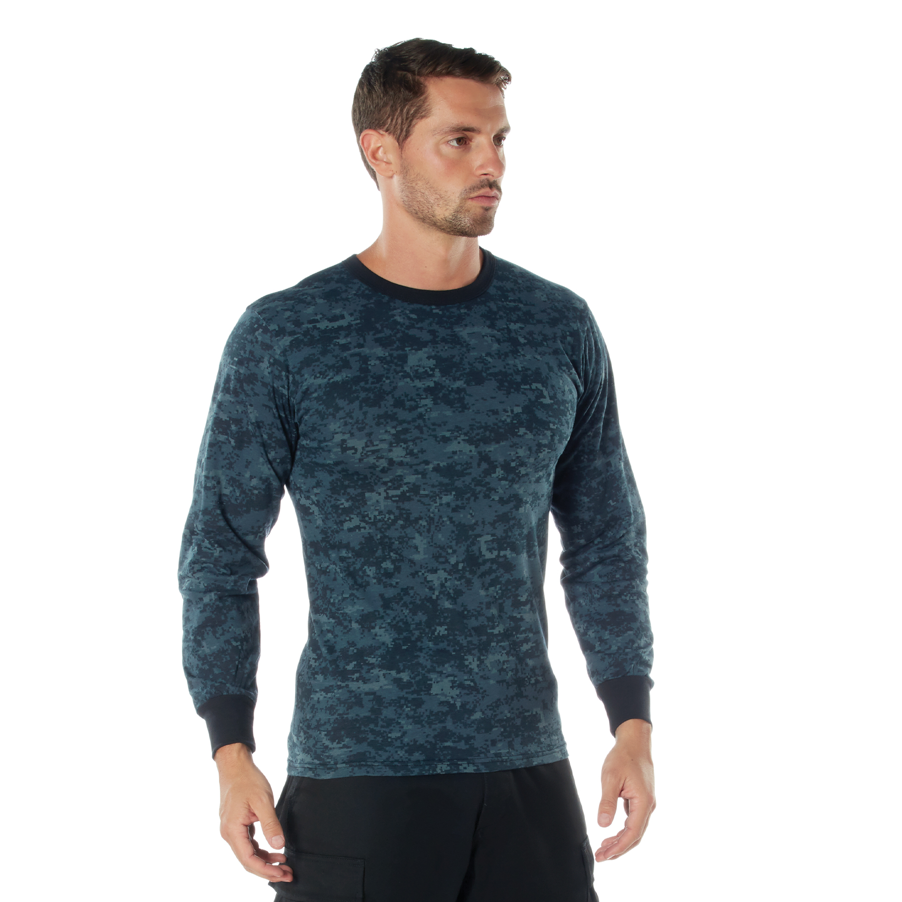 Rothco Long Sleeve Digital Camo T-Shirt - Midnight Digital Camo, X-Large